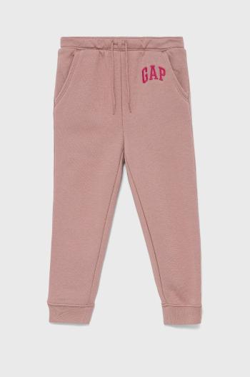 Dětské kalhoty GAP růžová barva, vzorované