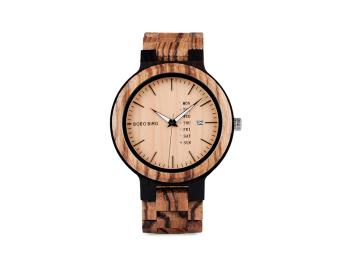 Dřevěné hodinky Bobo Bird s datumovkou