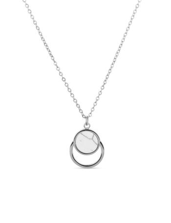 Vuch Módní ocelový náhrdelník s mramorem Silver Hirea