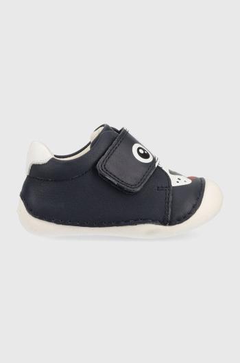 Dětské kožené sneakers boty Geox tmavomodrá barva