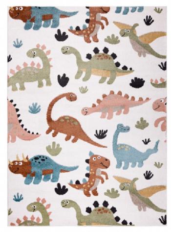 Dywany Łuszczów Dětský kusový koberec Fun Dino cream - 140x190 cm Vícebarevná