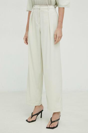 Kalhoty Samsoe Samsoe Zuri dámské, béžová barva, jednoduché, high waist
