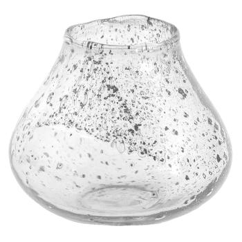 Transparentní nepravidelný skleněný svícen s bublinkami - Ø 12*10 cm 6GL3608