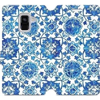 Flipové pouzdro na mobil Samsung Galaxy A8 2018 - ME05P Modré dlaždice s květy (5903226208753)