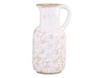 Krémový keramický džbán s květy Colmar -  16*14*30cm 65061219 (65612-19)