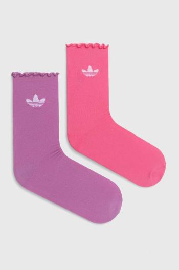 Dětské ponožky adidas Originals 2-pack dámské, růžová barva, IX7650