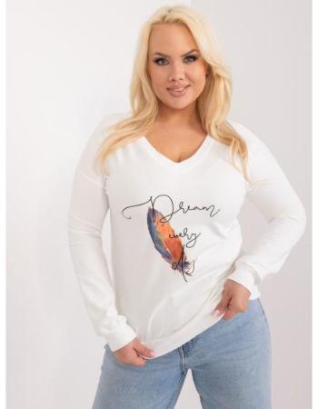 Dámská halenka plus size s potiskem ecru 