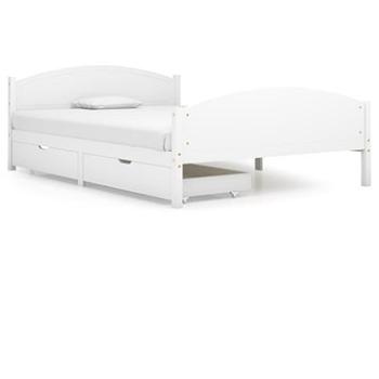 Rám postele se 2 zásuvkami bílý masivní borovice 140 × 200 cm, 3060482 (3060482)