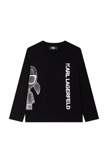 Dětská bavlněná košile s dlouhým rukávem Karl Lagerfeld černá barva, s potiskem