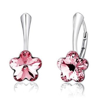 Silvego Swarovski crystals náušnice květ růžový VSW019E rose
