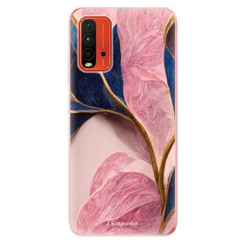 Odolné silikonové pouzdro iSaprio - Pink Blue Leaves - Xiaomi Redmi 9T