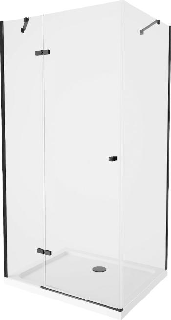 MEXEN/S Roma sprchový kout 110x100 cm, transparent, černá + bílá vanička se sifonem, 854-110-100-70-00-4010B