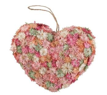 Závěsné jarní srdce se suchými květy - 16*5*14cm 2602