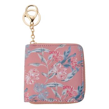 Růžová menší peněženka s květy Roseflow - 10*10 cm MLSBS0046-28