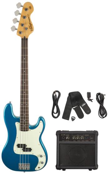 Vintage V40 COASTER BASS GUITAR PACK - CANDY APPLE BLUE