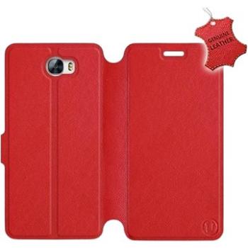 Flip pouzdro na mobil Huawei Y5 II - Červené - kožené -   Red Leather (5903226499977)