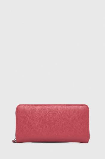 Kožená peněženka Twinset růžová barva