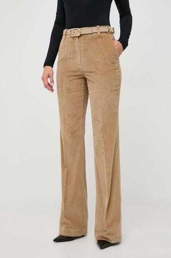 Manšestrové kalhoty MICHAEL Michael Kors béžová barva, high waist