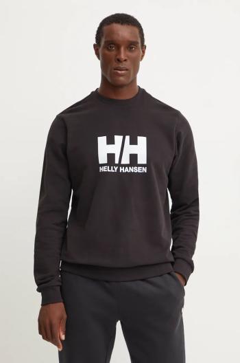 Bavlněná mikina Helly Hansen HH LOGO pánská, černá barva, s potiskem, 30395