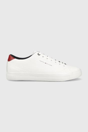 Kožené sneakers boty Tommy Hilfiger TH HI VULC CORE LOW bílá barva, FM0FM04687