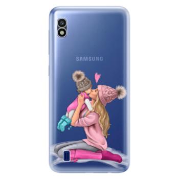 Odolné silikonové pouzdro iSaprio - Kissing Mom - Blond and Girl - Samsung Galaxy A10