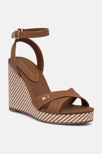 Sandály Tommy Hilfiger IM RAFFIA SANDAL hnědá barva, FW0FW08224