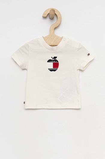 Kojenecké tričko Tommy Hilfiger bílá barva, s aplikací