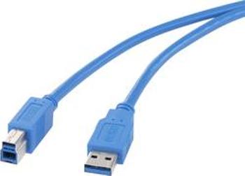 USB 3.0 kabel Renkforce RF-4260504 [1x USB 3.0 zástrčka A - 1x USB 3.0 zástrčka B], 1.80 m, modrá, pozlacené kontakty