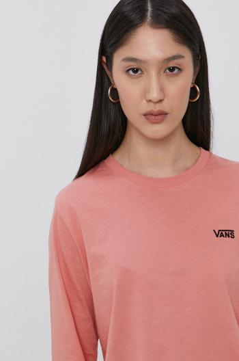 Tričko s dlouhým rukávem Vans dámské, růžová barva
