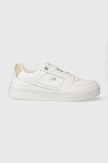 Kožené sneakers boty Tommy Hilfiger ESSENTIAL BASKET SNEAKER bílá barva, FW0FW07684