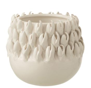 Krémový keramický obal na květináč Ibiza white - Ø 15*14cm 13002