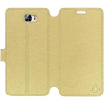 Flip pouzdro na mobil Huawei Y5 II v provedení  Gold&Orange s oranžovým vnitřkem (5903226010967)