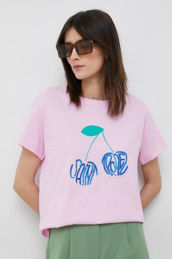 Bavlněné tričko Pennyblack růžová barva
