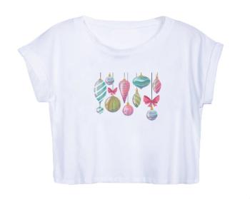 Dámské tričko Organic Crop Top Vánoční ozdoby