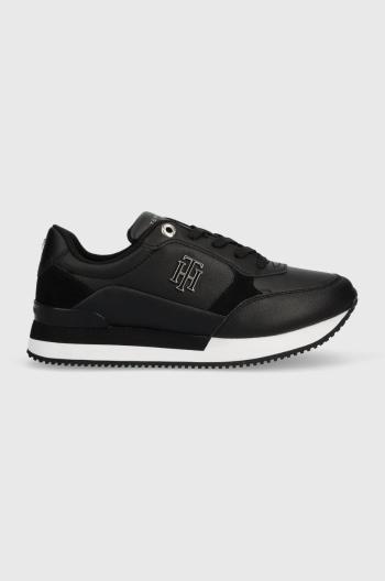 Sneakers boty Tommy Hilfiger Th Emboss Metallic Sneaker černá barva