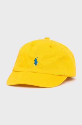 Dětská bavlněná čepice Polo Ralph Lauren žlutá barva, hladká