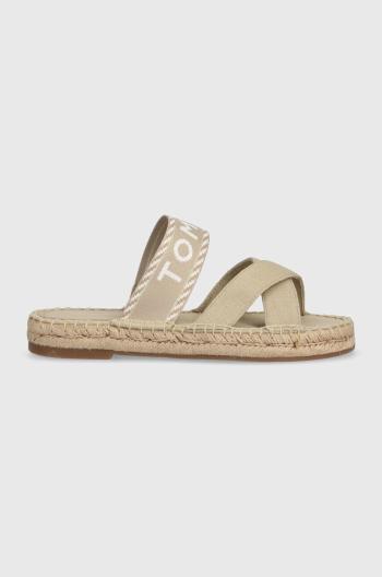 Pantofle Tommy Hilfiger SEASONAL WEBBING SANDAL dámské, béžová barva, FW0FW07181