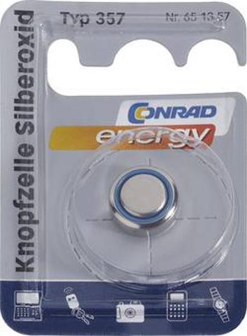 Knoflíková baterie na bázi oxidu stříbra Conrad energy SR44, velikost 357, 165 mAh, 1,55 V