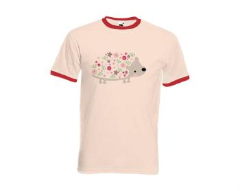 Pánské tričko s kontrastními lemy Ježeček s kytičkami