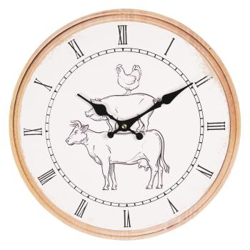 Nástěnné hodiny ve venkovském stylu - Ø 34*4 cm / 1*AA 6KL0556