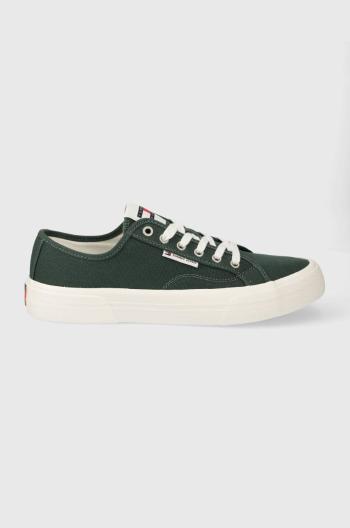 Tenisky Tommy Jeans TJM LACE UP CANVAS COLOR pánské, zelená barva, EM0EM01365