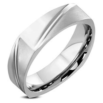 Šperky4U Hranatý ocelový prsten, šíře 3 mm - velikost 55 - OPR1828-7-55
