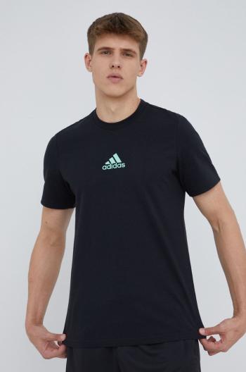Bavlněné tričko adidas Performance HE2339 černá barva, s potiskem