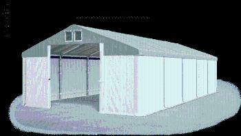 Garážový stan 5x10x3m střecha PVC 560g/m2 boky PVC 500g/m2 konstrukce ZIMA Bílá Šedá Bílé