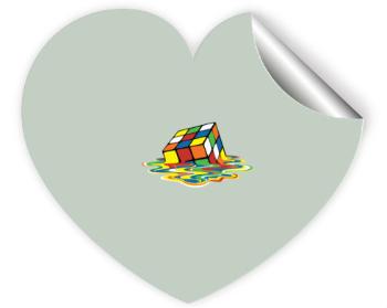 Samolepky srdce - 5 kusů Melting rubiks cube