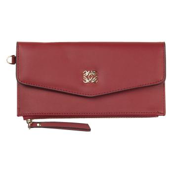 Červená koženková peněženka Clara se zlatou ozdobou - 20*10 cm JZWA0119R