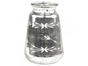 Stříbrná antik skleněná dekorační váza Silb -  Ø 14*20cm 71250-12