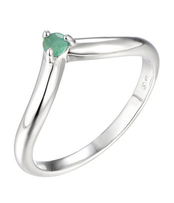 Brilio Silver Minimalistický stříbrný prsten se smaragdem Precious Stone SR09001E 56 mm