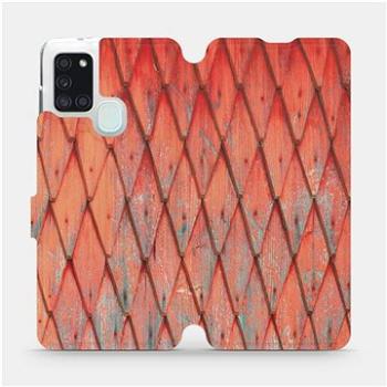 Flipové pouzdro na mobil Samsung Galaxy A21S - MK01S Oranžový vzor dřeva (5903516287550)