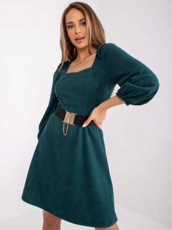 TMAVĚ ZELENÉ MANŠESTROVÉ ŠATY -LK-SK-508842.95-DARK GREEN Velikost: 36